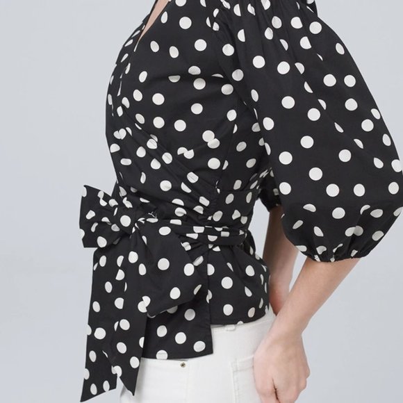 NEW WHBM Polka Dot Wrap Blouse XS - Picture 3 of 7